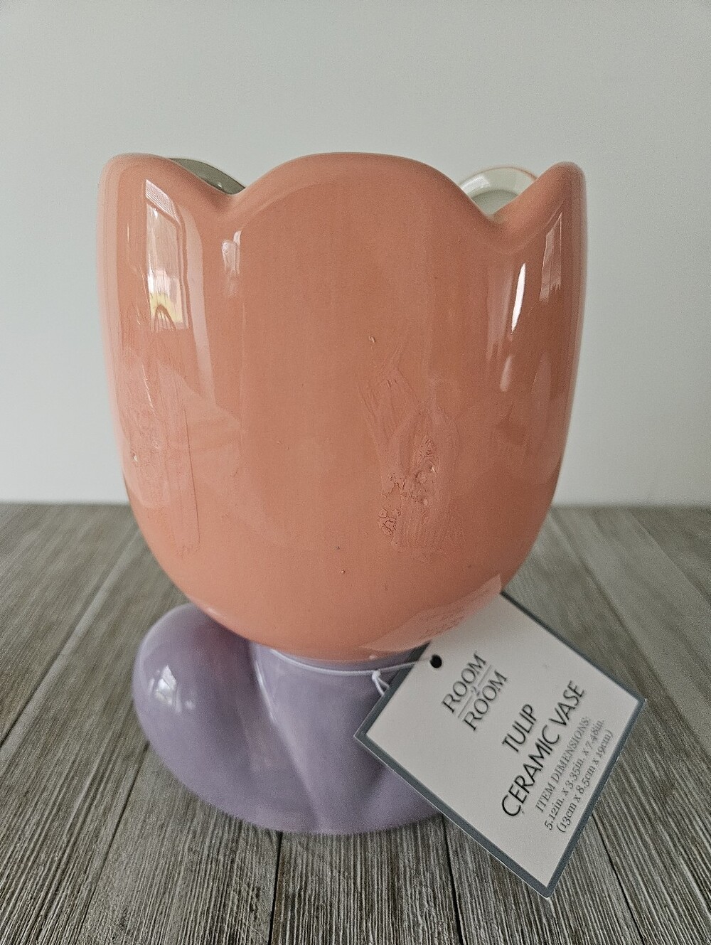 Room 2 Room Tulip Shaped Ceramic Flower Vase Pink Purple Cute Girl Peace Love Fl